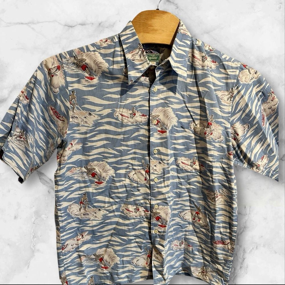 Reyn Spooner Large‎ Hawaiians Traditionals Men's Shirt Sleeve Button Up Surfer